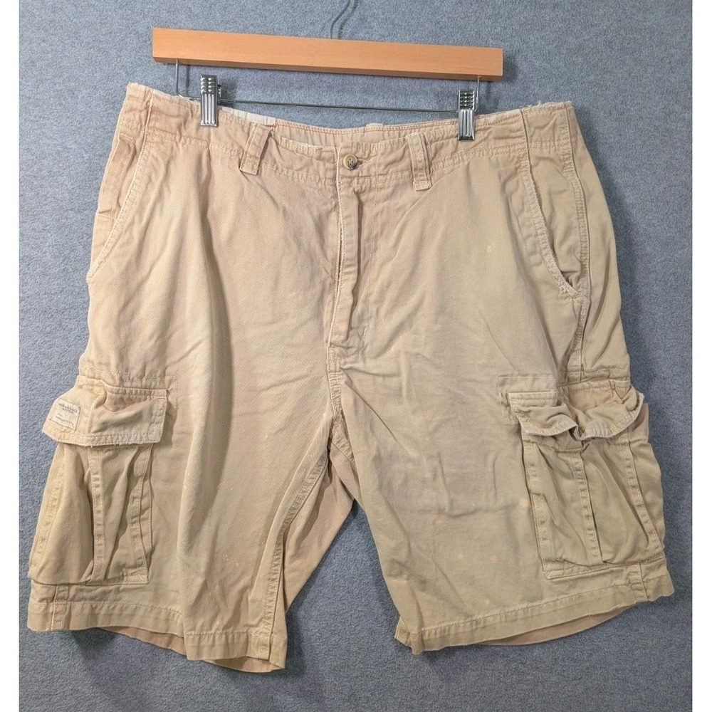 VTG 90s American Eagle Cargo Shorts Mens Size 36 Khaki Tan Hong Kong Thrashed